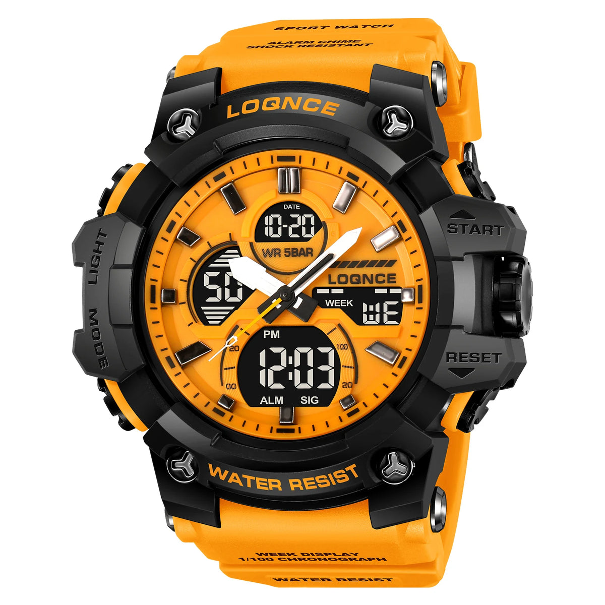 Fashion LOQNCE 98007 Men's Watch 5ATM Waterproof Watches for Men High Quality Dual Movement Multifunctional Electronics Watch