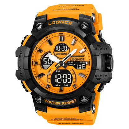 Fashion LOQNCE 98007 Men's Watch 5ATM Waterproof Watches for Men High Quality Dual Movement Multifunctional Electronics Watch