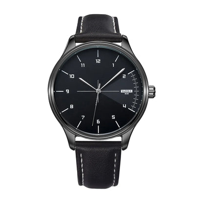 Fashion Men's Watches Top Brand Luxury Metal Case Quartz Wrist Watches Simple Casual Leather Belt Mens Watch Clock Reloj Hombre