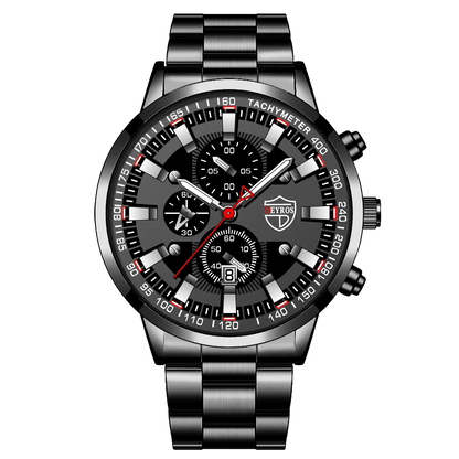 2023 Mens Watches Fashion Luxury Men Black Stainless Steel Quartz Wristwatch Man Business Casual Leather Watch relogio masculino