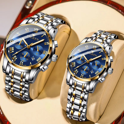 BINBOND Fashion 2pcs/Set Couple Watches Casual Men Ladies for Quartz Watch Lover Waterproof Stainless Steel Valentine Gift Watch