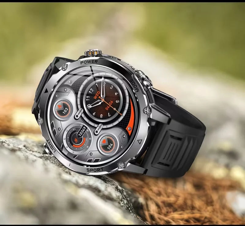 2026 Men SportsWatch, 1.7' Round HD Screen, 1400mAh, Dual LED (SOS Red+White), 120+ Sports, IPX8 Waterproof, Wireless Call, Gift