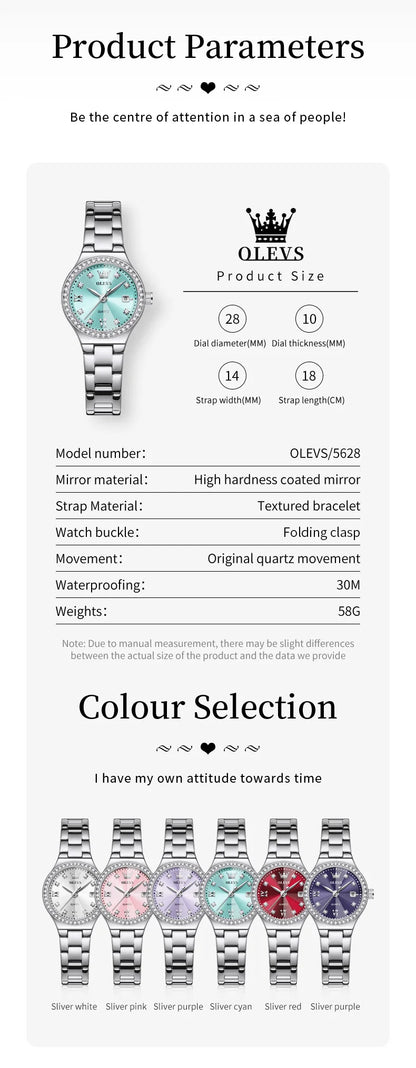OLEVS 2026 New Women's Wristwatch Elegant Luxury Quartz Watch For Women Fashion Waterproof Watches Stainless Steel Ladies Clock