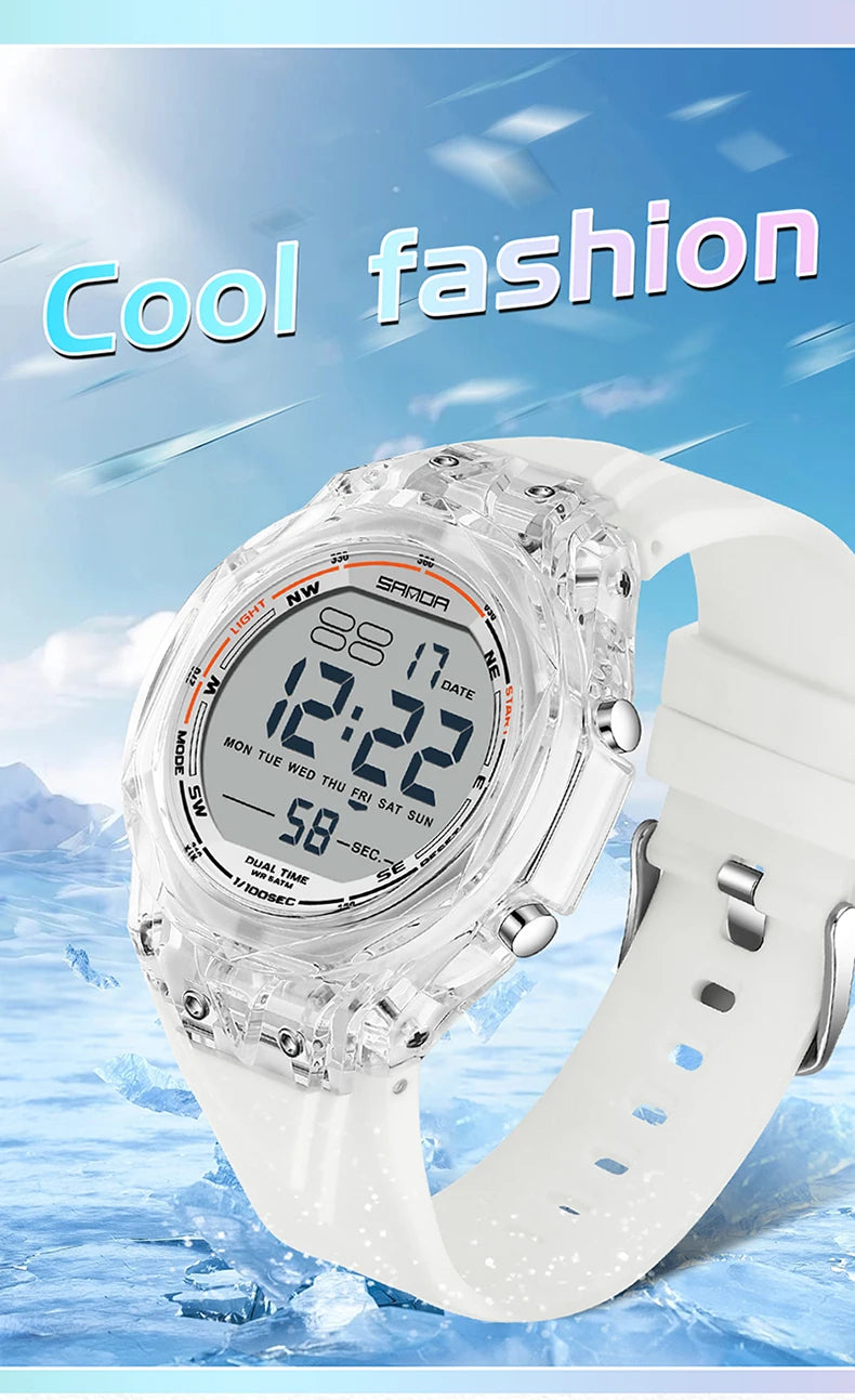 Fashion Women Digital Watches, LED Backlight Design Outdoors Sports Watch Waterproof, Countdown Date Multifunction Wrist watch