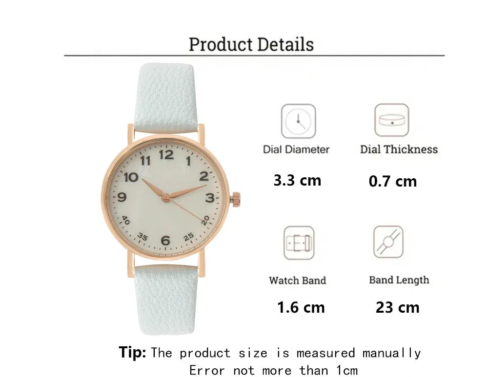 Fashion Ladies Brand Watches Simple Round Digital Hand Women Quartz Watch Casual Leather Strap Clock Gift Wristwatches