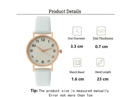Fashion Ladies Brand Watches Simple Round Digital Hand Women Quartz Watch Casual Leather Strap Clock Gift Wristwatches