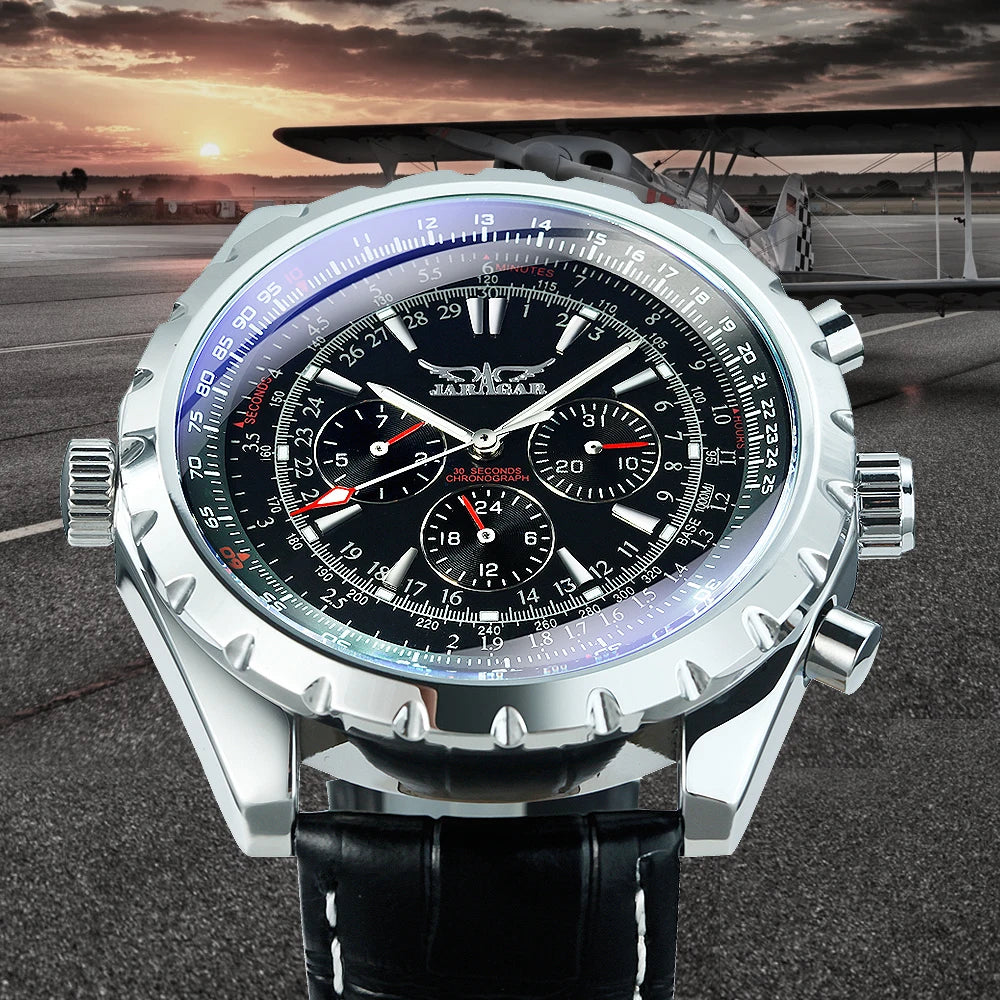 JARAGAR Sports Mens Watches Top Brand Luxury Automatic Mechanical Watch for Men Leather Steel Strap Military Wristwatches Gifts