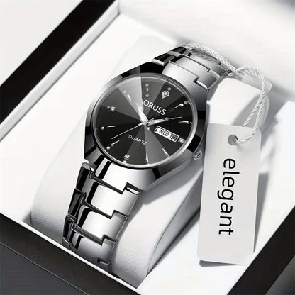 2pcs Couples Dial Cutting Quartz Watch Business Fashion Analog Calendar Wrist Watch Valentines Gift For Men Women Date Watch