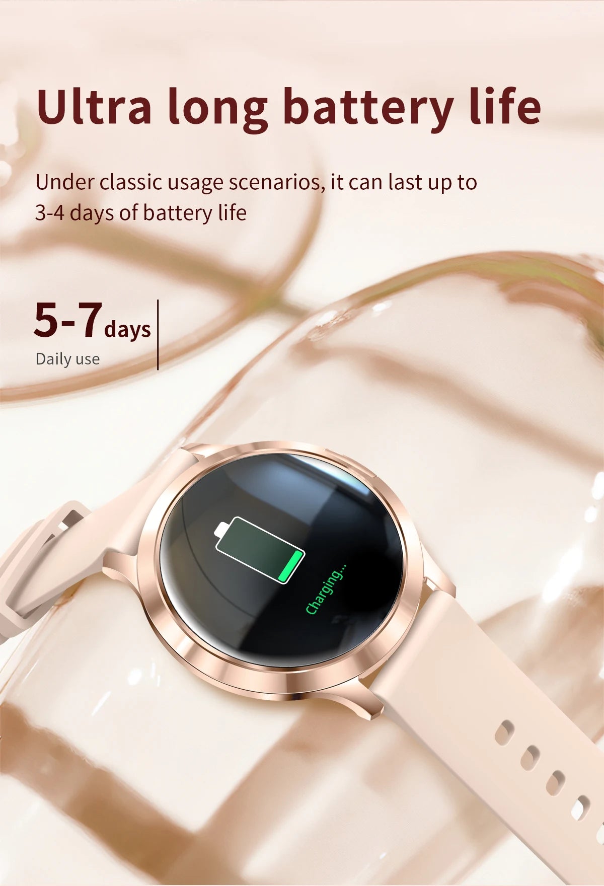 2026New Ladies' Smart Watch AMOLED Display Custom Dial Sport Fitness Health Tracke Waterproof Bracelet Music Digital Clock Women