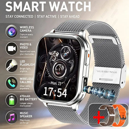 2026New Smart Watch With Camera Men Women Photos Record Video Health Sports Fitness IP68 Waterproof BT Call Recording Smartwatch