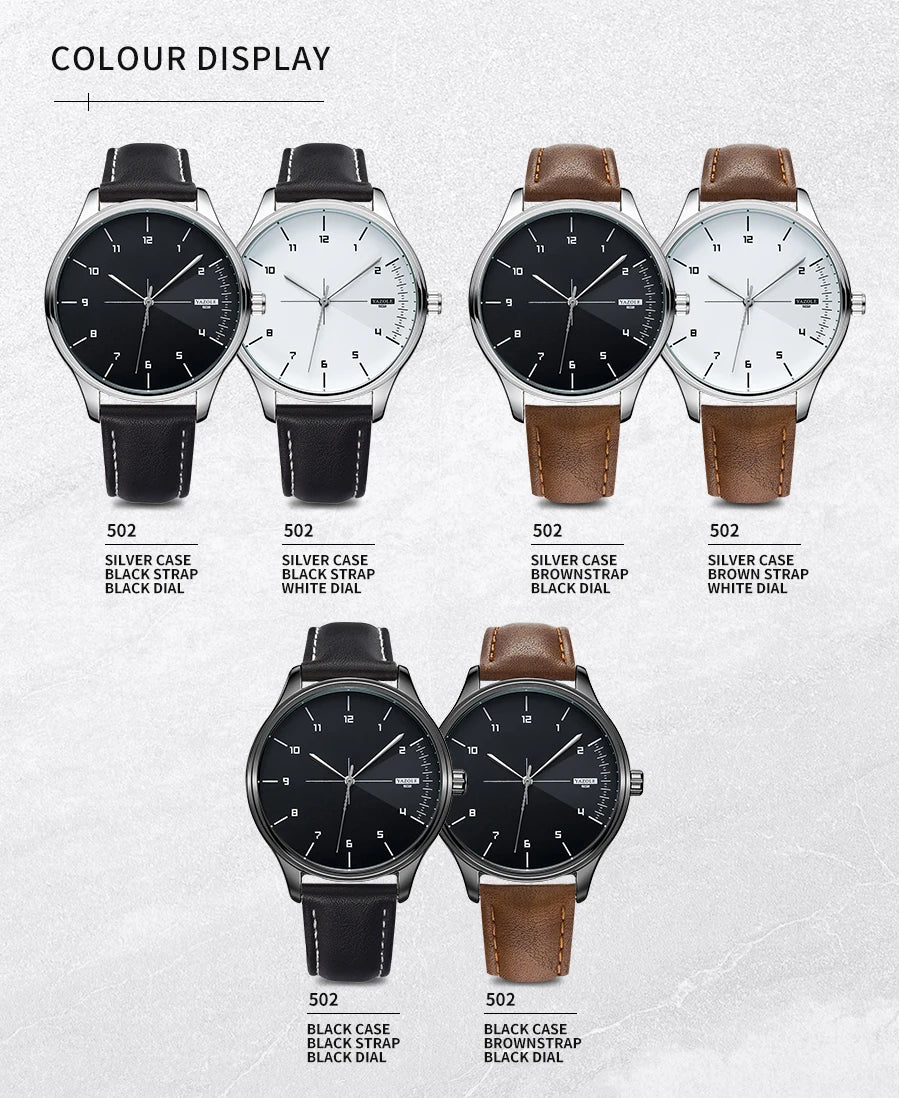 Fashion Men's Watches Top Brand Luxury Metal Case Quartz Wrist Watches Simple Casual Leather Belt Mens Watch Clock Reloj Hombre