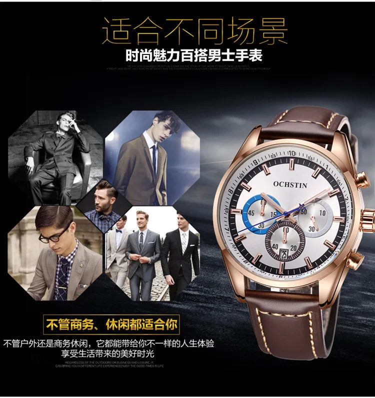 Swiss brand new multi-functional business men's watch waterproof luminous quartz watch live broadcast hot sale**