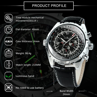 JARAGAR Sports Mens Watches Top Brand Luxury Automatic Mechanical Watch for Men Leather Steel Strap Military Wristwatches Gifts
