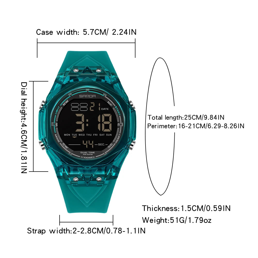 Fashion Women Digital Watches, LED Backlight Design Outdoors Sports Watch Waterproof, Countdown Date Multifunction Wrist watch