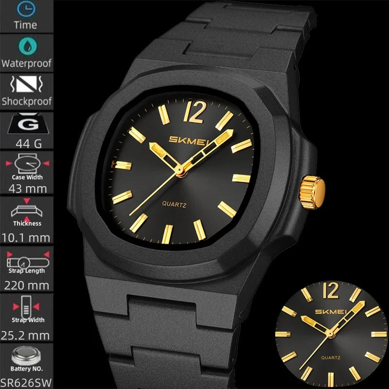 Skmei Bracelet Watches for Mens Analog Display 50M Waterproof Simple Style Quartz Wristwatch