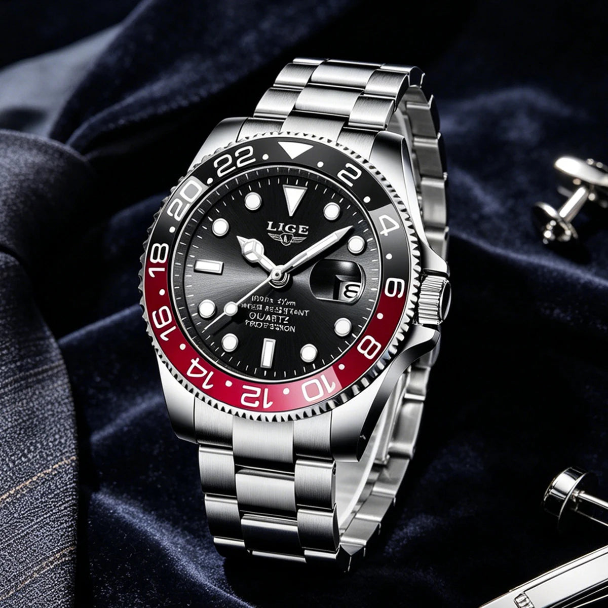 LIGE Fashion Luxury Couple Watches Quartz Watches Waterproof Stainless Steel Watch Valentine Gift Love Watch Relogio Masculino