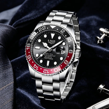 LIGE Fashion Luxury Couple Watches Quartz Watches Waterproof Stainless Steel Watch Valentine Gift Love Watch Relogio Masculino