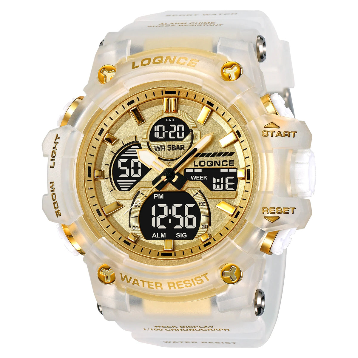 Fashion LOQNCE 98007 Men's Watch 5ATM Waterproof Watches for Men High Quality Dual Movement Multifunctional Electronics Watch