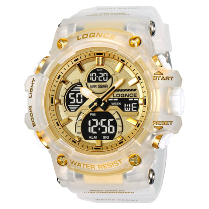 Fashion LOQNCE 98007 Men's Watch 5ATM Waterproof Watches for Men High Quality Dual Movement Multifunctional Electronics Watch