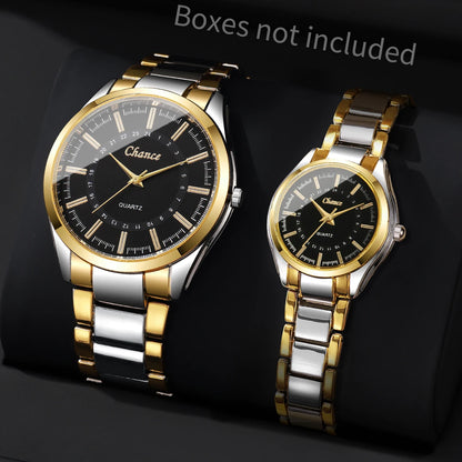 2PCS Fashion Couple Watches Luxury Men Business Watch Women Quartz Wristwatches Clock Gift（Without Box）