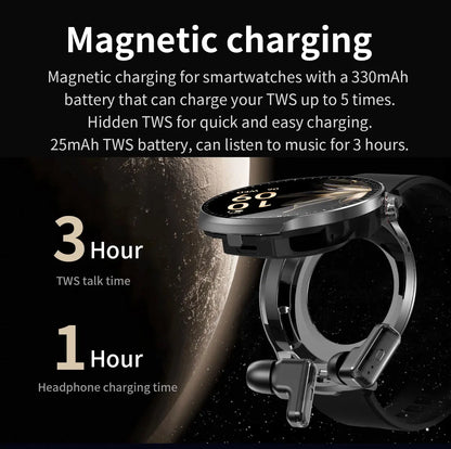 2026 T-REX3 New 2 in 1 Smart Watch With Earbuds Smart Watch TWS Bluetooth Earphone Heart Rate Blood Oxygen Monitor Sports Watch
