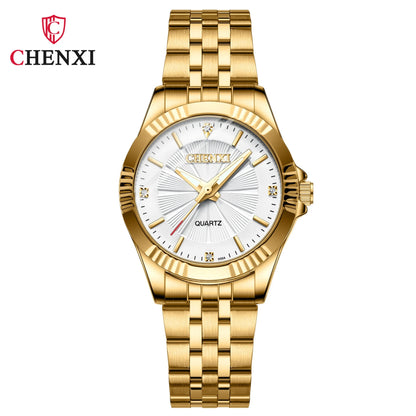 Couple Quartz Watch Men Women Band Round Wristwatch Luxury Gold Waterproof Lover Watches Ideal Gift For Wedding Anniversary