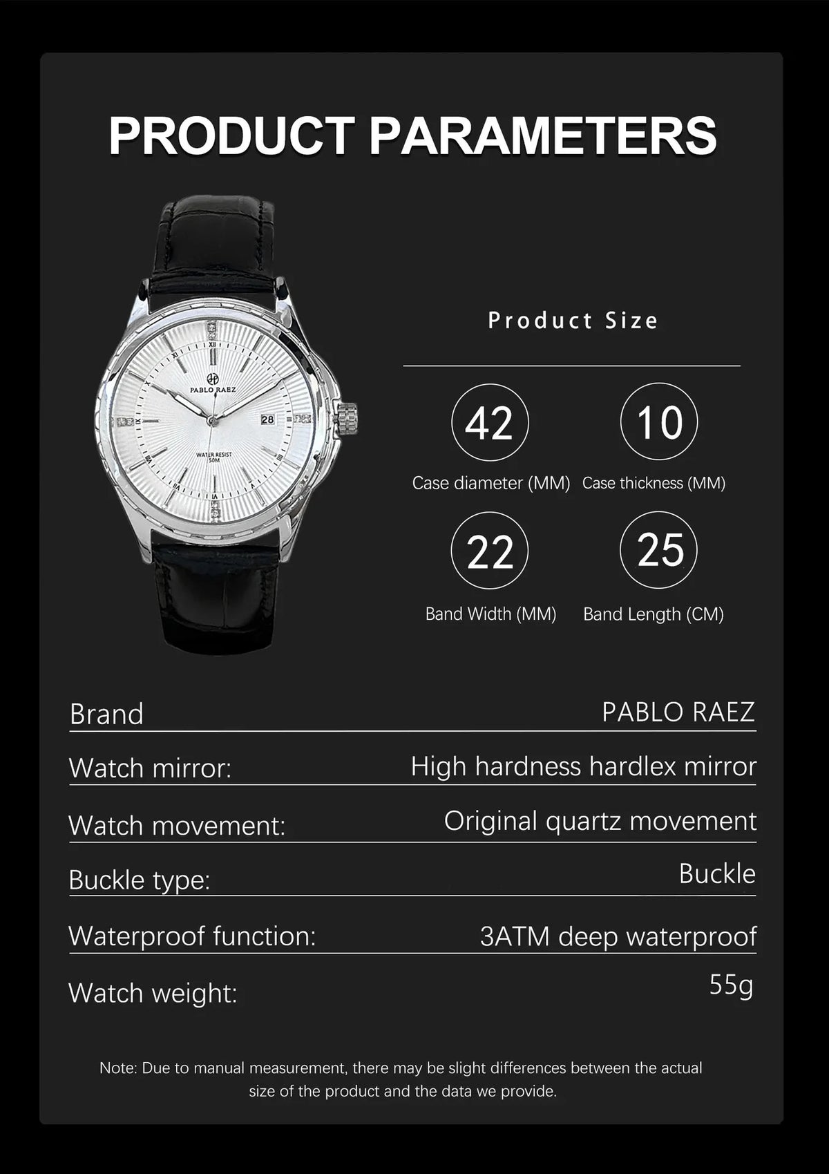 Genuine Men Wristwatch Business Sweep Movement Folding Fan Pattern Handsome Watches high-quality Leather Strap Clock  Has box