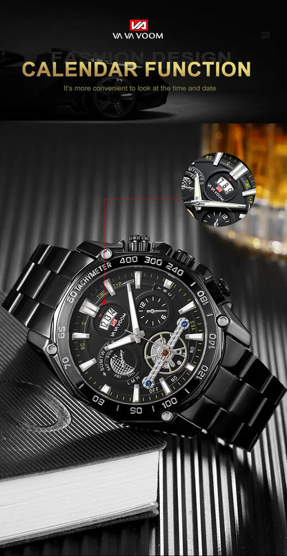 Relogio Masculino Top Brand Mens Luxury Business Watch Big Dial Stainless Steel Luminous Hands Clock Chic Waterproof Wristwatch