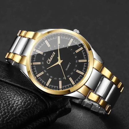 2PCS Fashion Couple Watches Luxury Men Business Watch Women Quartz Wristwatches Clock Gift（Without Box）