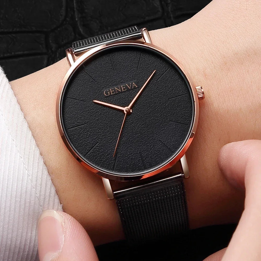 2025 Women's Watch Vintage Classic Fashion Dial Casual Steel Strip Strap Gold Rose Feminine Casual Quartz Wristwatch