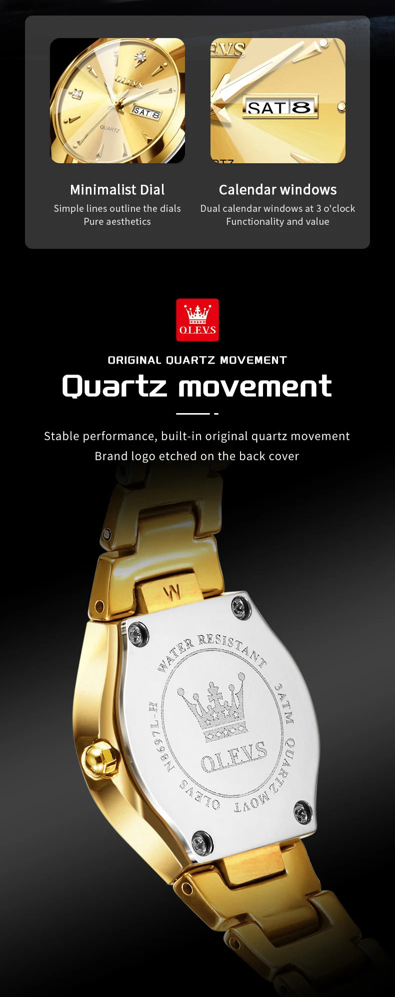 OLEVS Brand Watch Hot Selling Waterproof Tungsten Steel Men's Watch 8697
