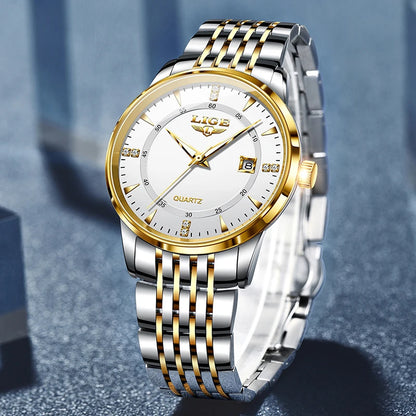 LIGE New Waterproof Watches Women Fashion Women's Bracelet Watch Top Brand Luxury Date Quartz Watch for Women Relogio Feminino