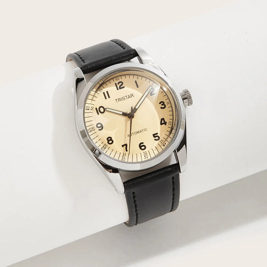 Mechanical Wristwatch Men Automatic Clock Fashion Timepieces Leather Watches Vintage Design Branded