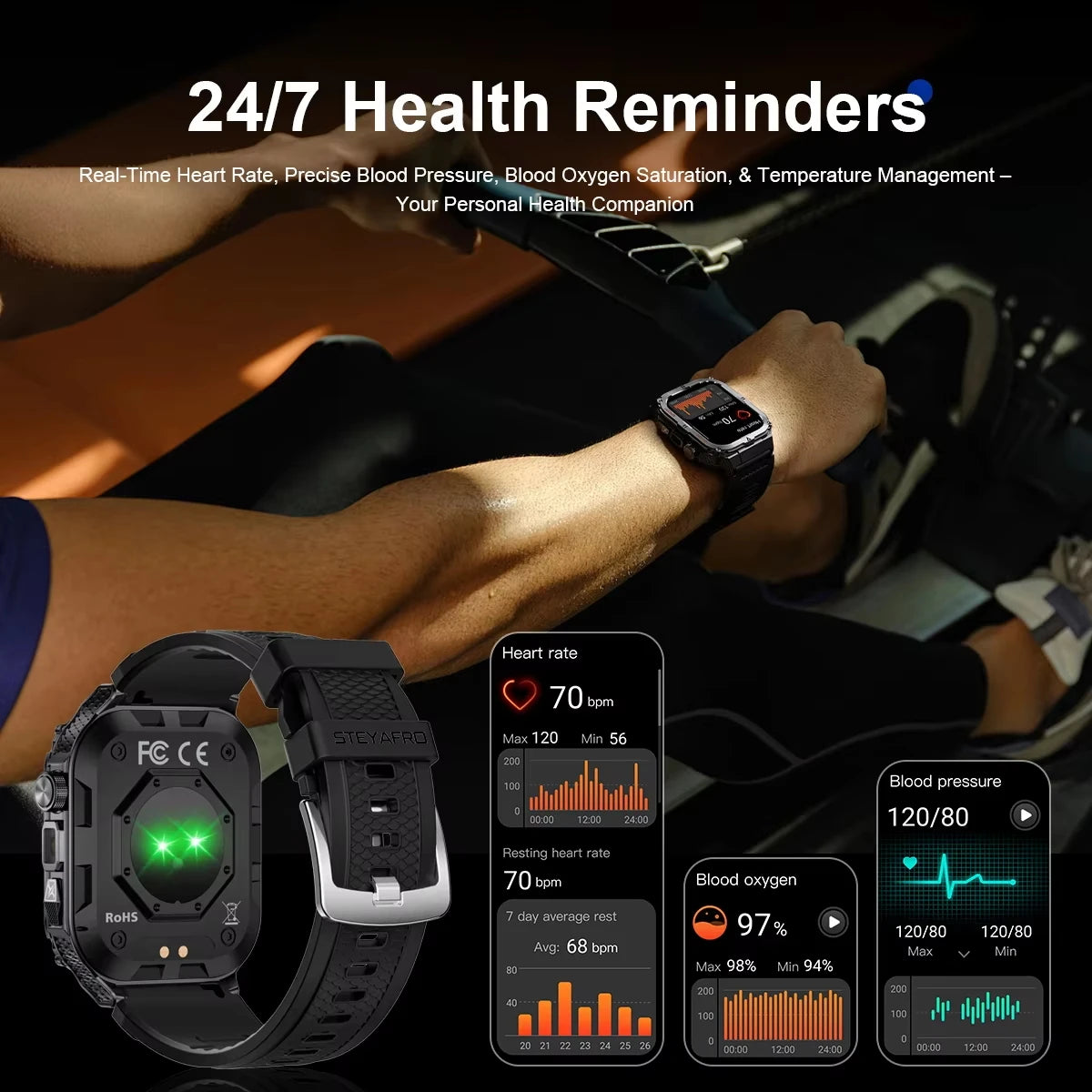 2026 New Men's Smart Watch LED Flashlight IP68 waterproof Outdoor Sports Watch Health Monitoring Fitness tracker for IOS Android