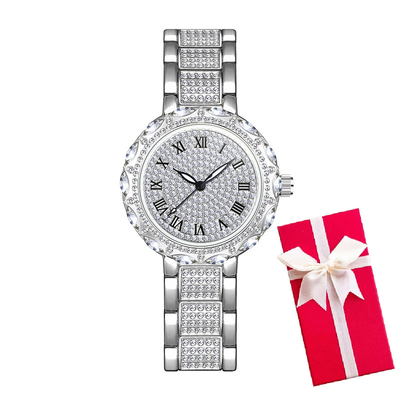 Fashion Women Watches Stainless Steel Rhinestone Crystal Ladies Quartz Watch Women Dress Clock Dropshiping montre femme