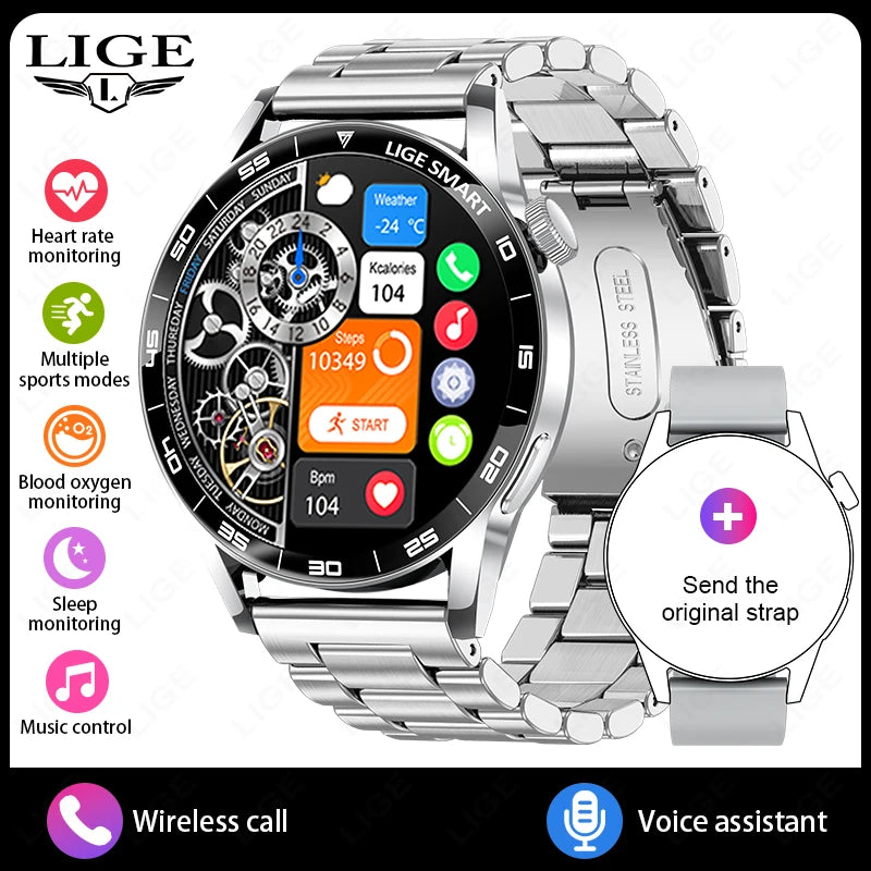 LIGE 2026 New Smartwatch Men For Android iOS Phone 1.38" HD Bluetooth Call Heart Rate Monitor Waterproof Sport Smart Watch Women