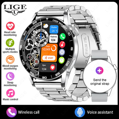 LIGE 2026 New Smartwatch Men For Android iOS Phone 1.38" HD Bluetooth Call Heart Rate Monitor Waterproof Sport Smart Watch Women