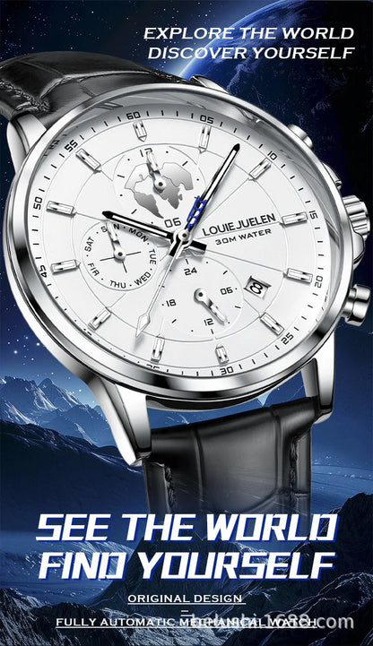 Men's New Automatic Mechanical Watch Fashion Business Casual Wristwatch Luxury Waterproof Date Display