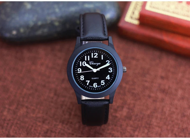 2026 new simple fashion leather strap watches for woman man children boys young students 12hours quartz waterproof watches clock