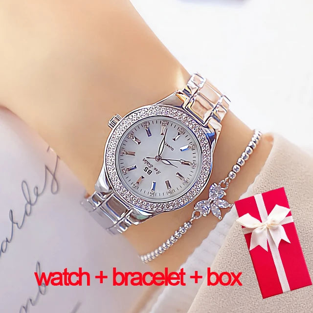 Women Wrist Watches For Ladies Dress Gold Watch Crystal Diamond Women Watches Stainless Steel Silver Clock Montre Femme