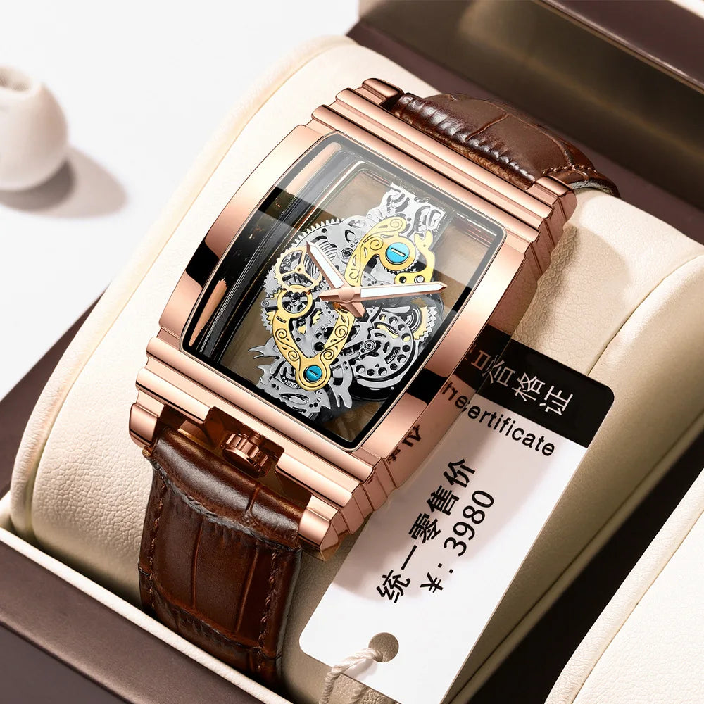 Hot Fashion Men Watch Top Brand Luxury Business Quartz Mens Watches Waterproof Hollow Out Wristwatch Men Gold Relogio Masculino