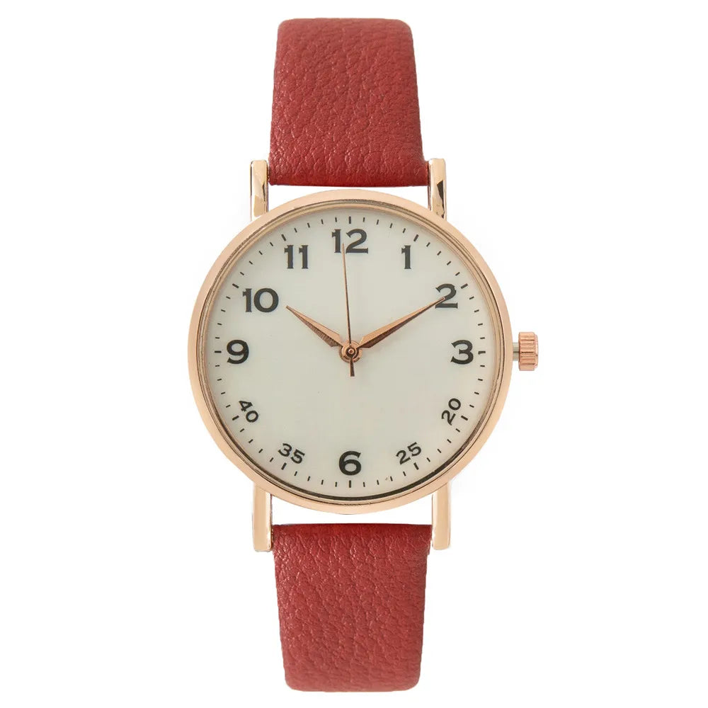 Fashion Ladies Brand Watches Simple Round Digital Hand Women Quartz Watch Casual Leather Strap Clock Gift Wristwatches