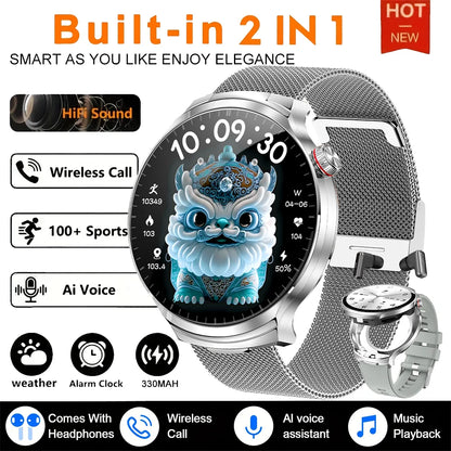 2026 T-REX3 New 2 in 1 Smart Watch With Earbuds Smart Watch TWS Bluetooth Earphone Heart Rate Blood Oxygen Monitor Sports Watch