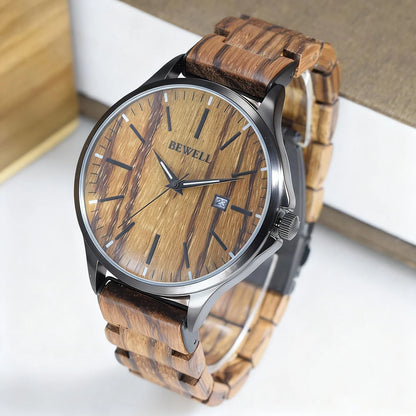 Men's Handmade Wooden Wrist Watch Fashion Minimalist Slim Analog Quartz Watch for Men