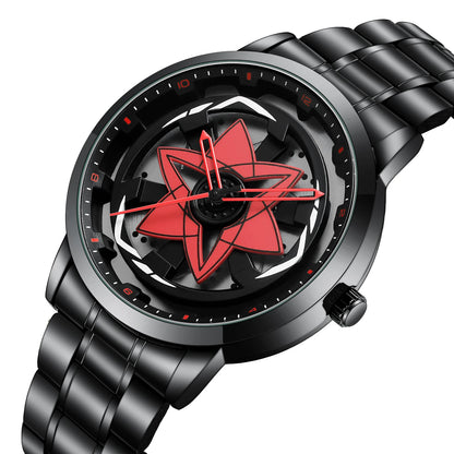 2025 New Watch Car Series Creative Rotating Quartz Movement Sports Style Black Stainless Steel Clock Men Couple Gift Wrist Watch