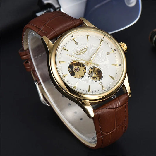 Casual and fashionable men's watches, genuine leather waterproof watches, high-end fully automatic mechanical watches