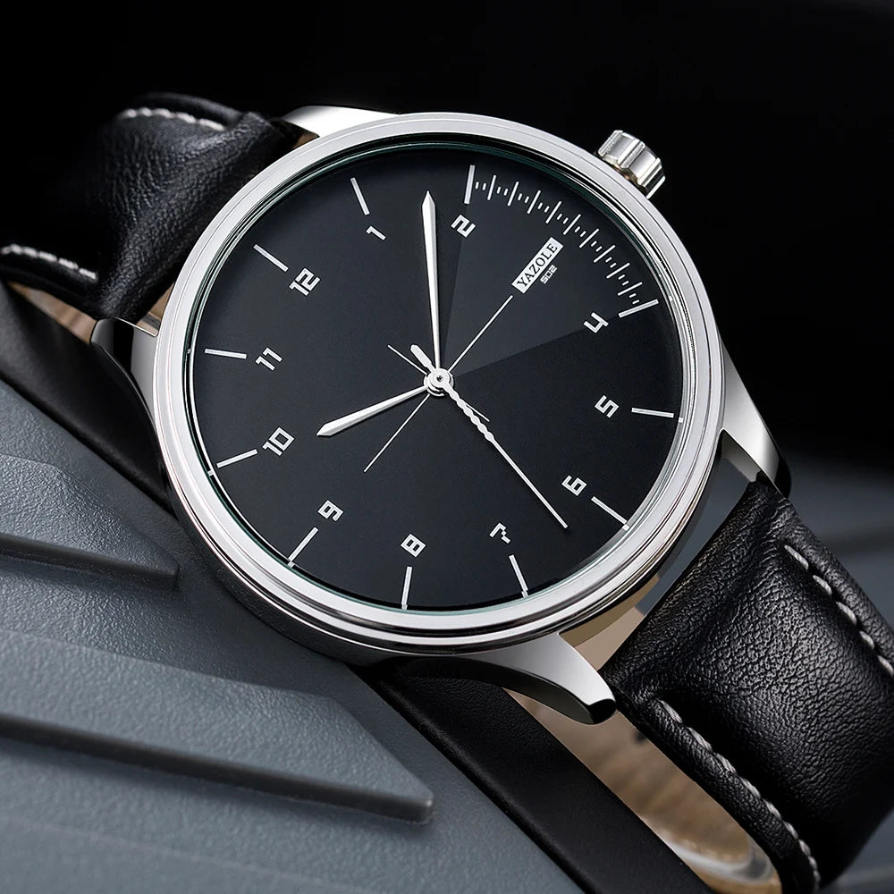 Fashion Men's Watches Top Brand Luxury Metal Case Quartz Wrist Watches Simple Casual Leather Belt Mens Watch Clock Reloj Hombre