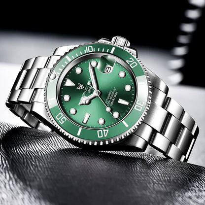 LIGE Top Brand Vintage Mechanical Watches Men Fashion Business Luxury Mens Watch Waterproof Luminous Automatic Wristwatch Reloj