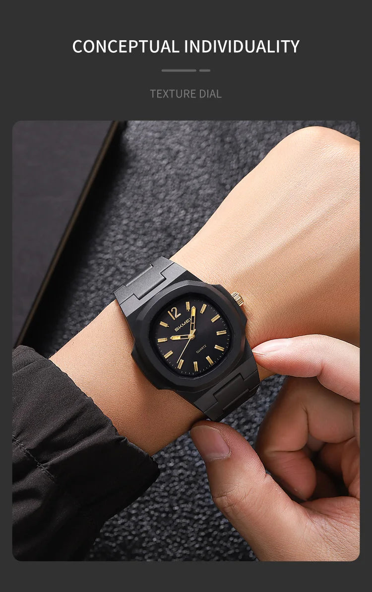 Skmei Bracelet Watches for Mens Analog Display 50M Waterproof Simple Style Quartz Wristwatch