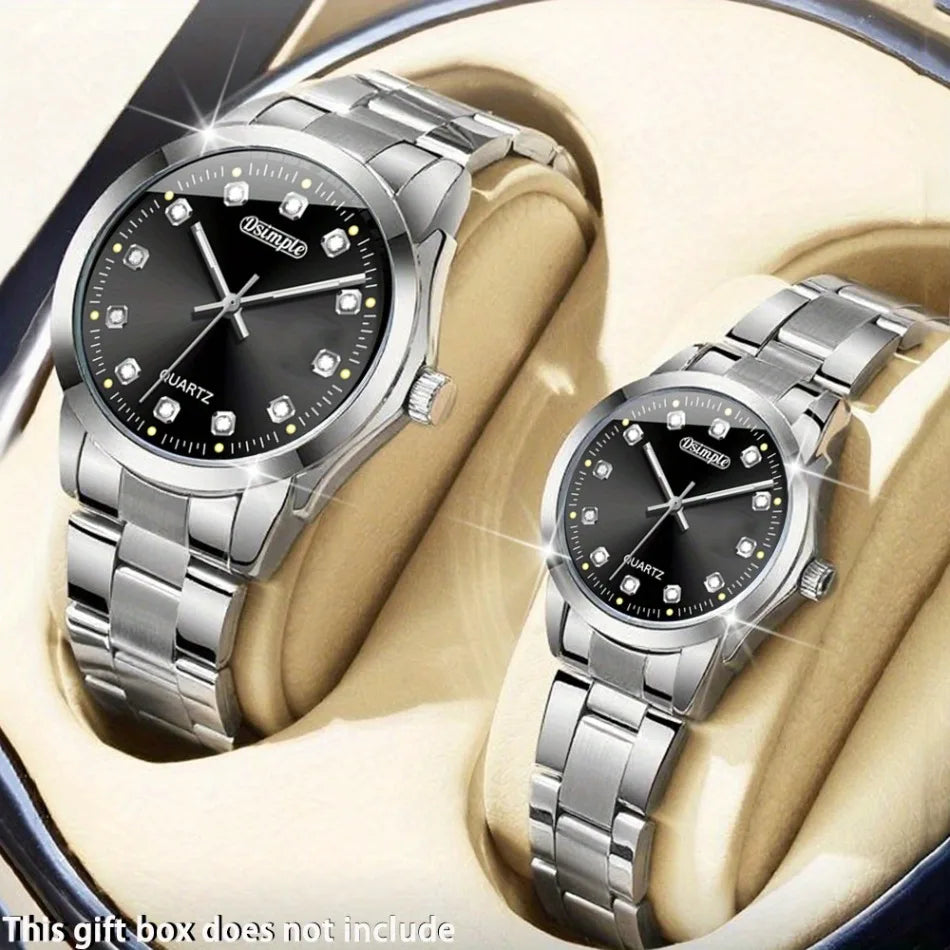 2pcs/set Couple Watch, Luxurious Stainless Steel Couple's Wristwatches,Quartz Watches,Valentine's Day Gifts, Women Gift